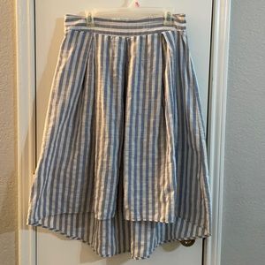 Max Studio Pleated Linen Striped High Low Skirt | L EUC